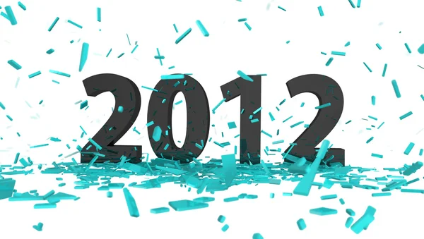 Schwarze Jahreszahl 2012 mit abstraktem blauem Konfetti — Stockfoto