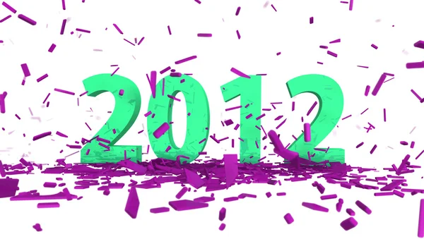 Green date 2012 with abstract pink confetti — Stock Photo, Image