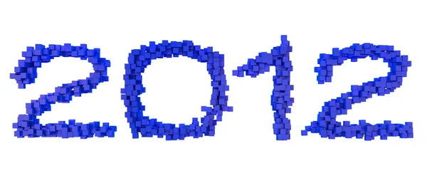 Datum 2012 geschrieben mit blauen Würfeln — Stockfoto