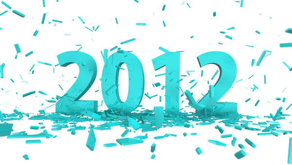 Date 2012 with abstract confetti in blue Royalty Free Stock Images