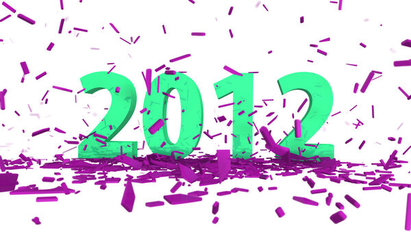 Green date 2012 with abstract pink confetti Royalty Free Stock Images