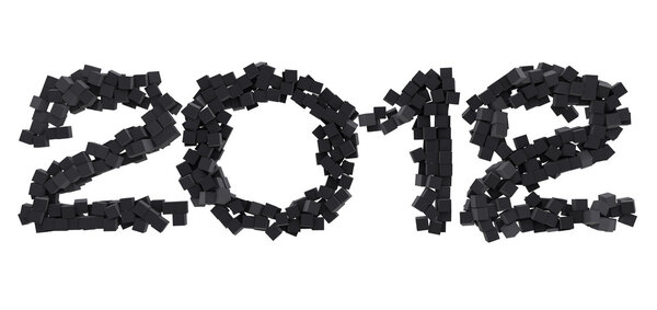 Date 2012 written with small black cubes Stock Photo
