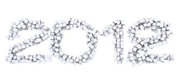 Date 2012 written with many white cubes Stock Image