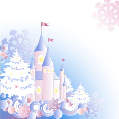 Christmas background with castle clipart