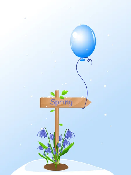 Spring pointer and snowdrops — Stock Vector