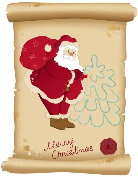 Santa claus en tas met geschenken — Stockvector