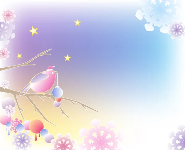 Рождество фон с птицей — стоковый вектор