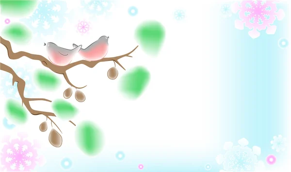 圣诞背景与鸟 — 图库矢量图片