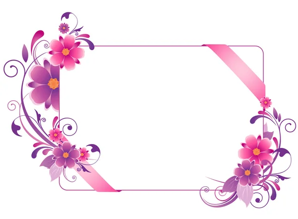 Banner de colores con flores, hojas y adornos — Vector de stock