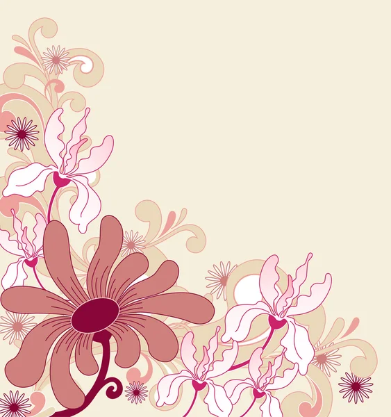 Bakgrund med ornament och blommor — Stock vektor