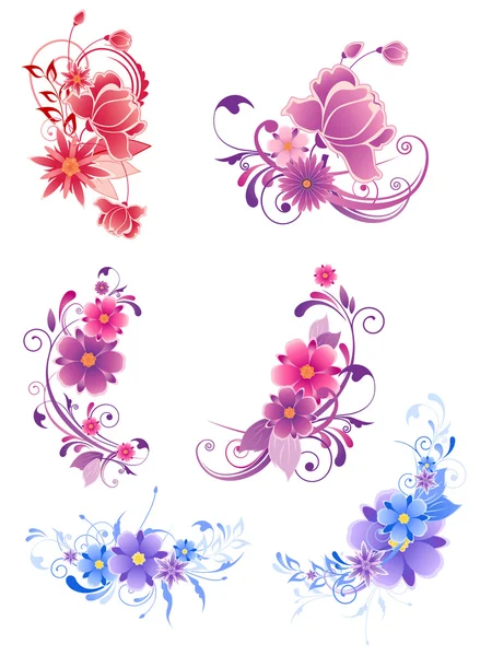 Květinové dekorativní prvky — Stockový vektor