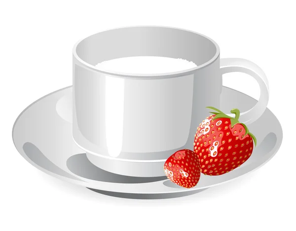Tasse Milch und Erdbeere — Stockvektor