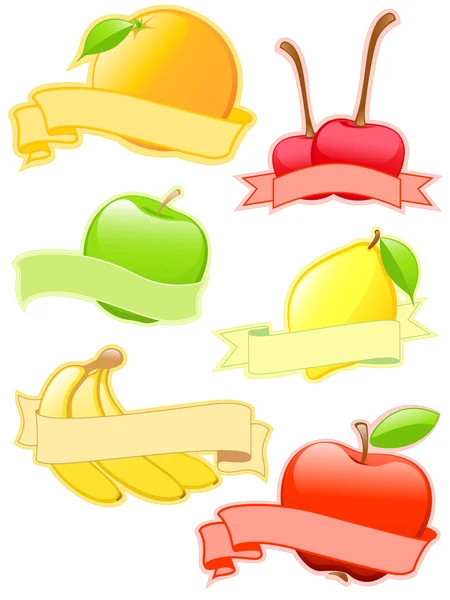 Étiquettes de fruits colorés — Image vectorielle