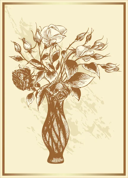 Винтажный букет роз — стоковый вектор