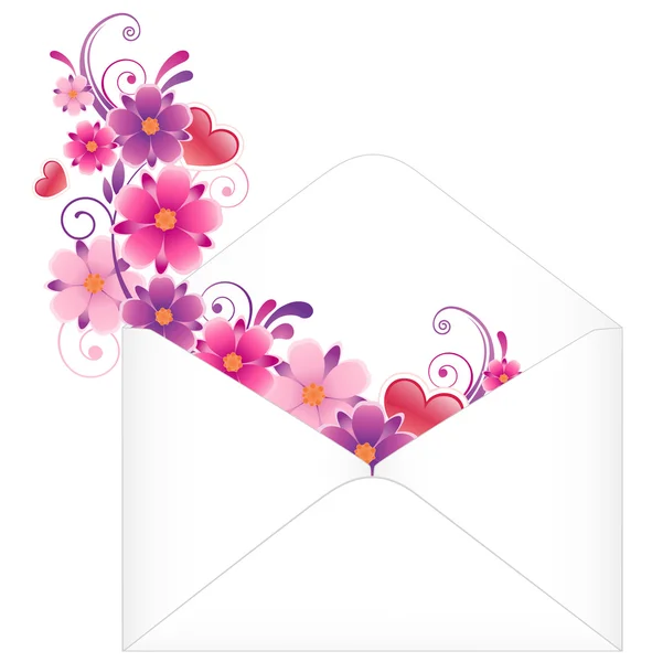 Envelope with flowers — Stock Vector