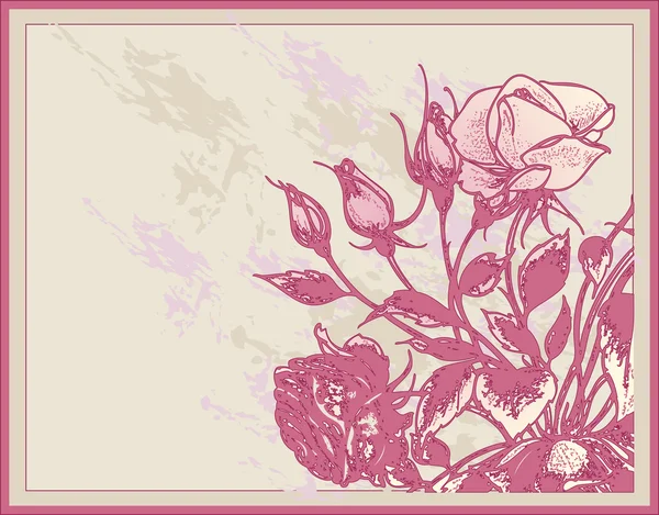 バラとビンテージのカード — ストックベクタ