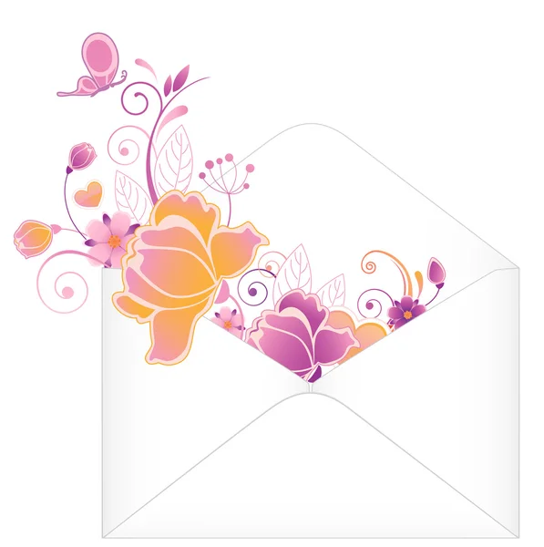 Envelope with flowers — Stock Vector