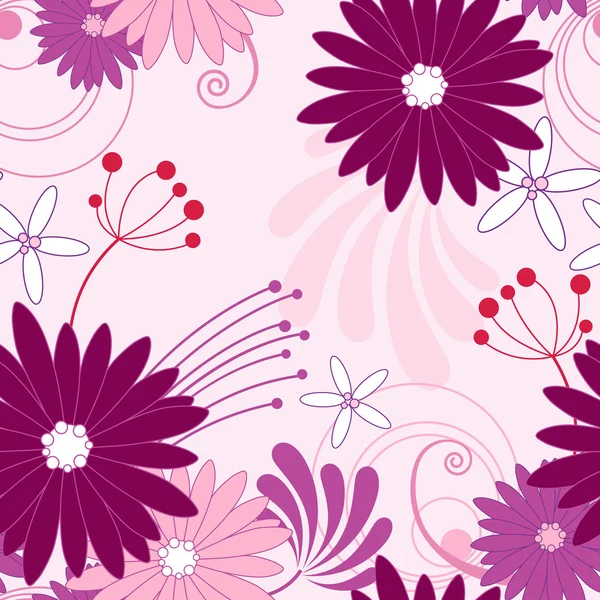 Virág lila zökkenőmentes minta — Stock Vector