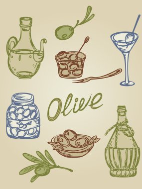 Retro olive icons clipart