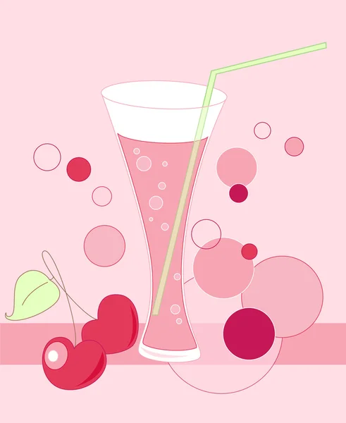Glass with cherry juice — Stock Vector
