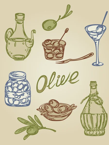 Ícones de oliva retro — Vetor de Stock