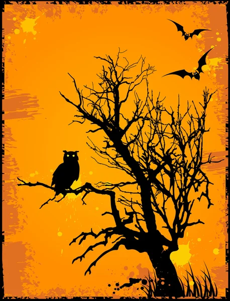 Fond d'Halloween avec hibou — Image vectorielle