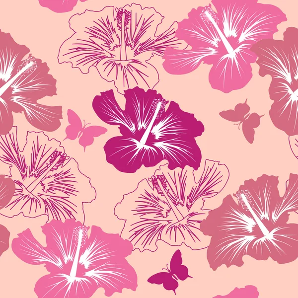 与热带花卉无缝模式 — 图库矢量图片