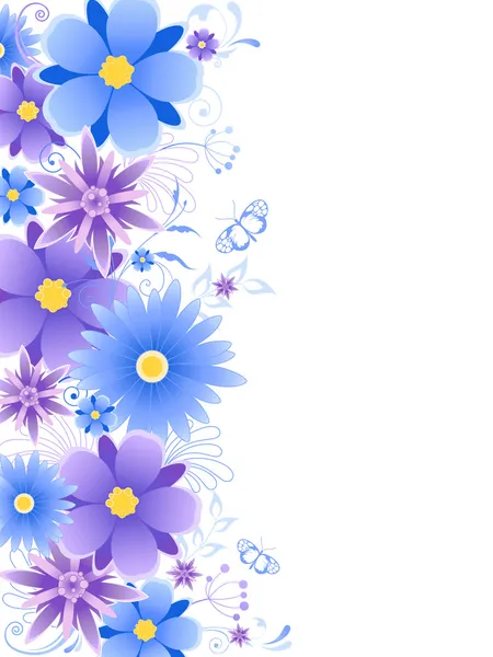 Kwiatowe tło z niebieskimi kwiatami — Wektor stockowy