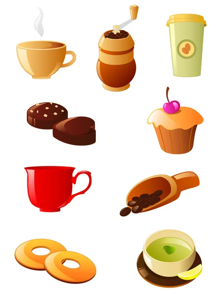Kaffe och te ikon set — Stock vektor