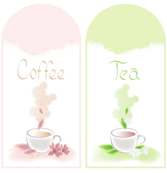 茶和咖啡的横幅 — 图库矢量图片