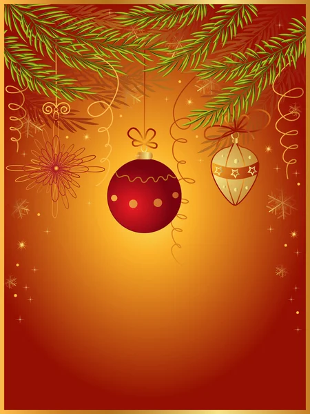 Red Christmas background with fir — Stock Vector