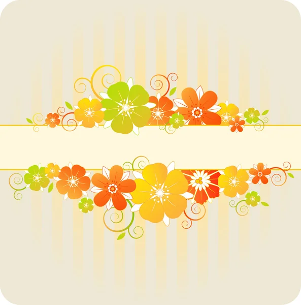 花卉背景与红色和橙色的花朵 — 图库矢量图片