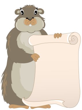 Groundhog with scroll clipart