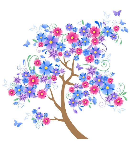 Árvore de flores azul — Vetor de Stock