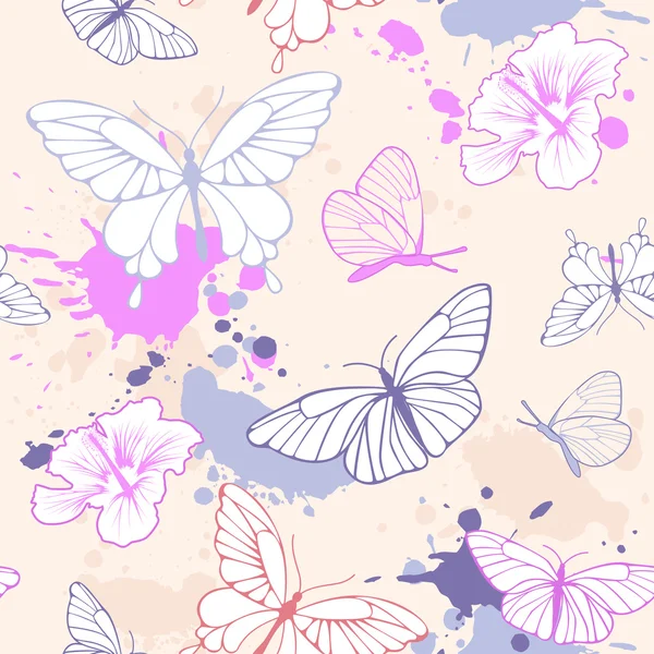 Seamless pattern with butterfly — Stock Vector