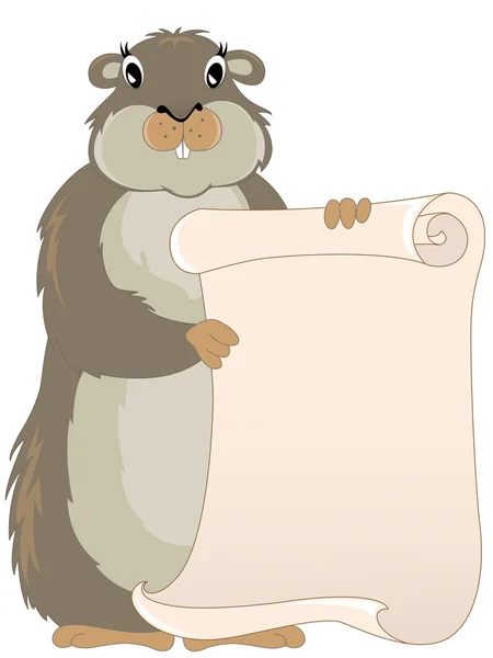 Groundhog with scroll — Stock Vector