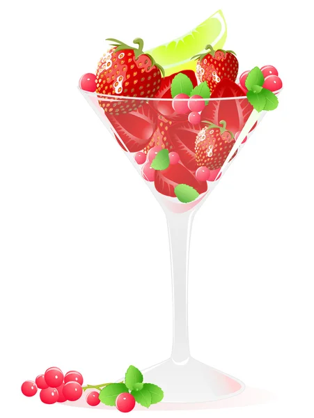 Glass of berries and fruits — Stock Vector