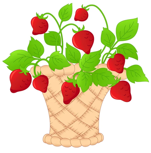 Καλάθι με φράουλες — Διανυσματικό Αρχείο