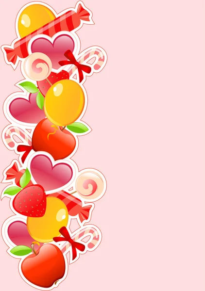 假日背景与糖果和水果 — 图库矢量图片