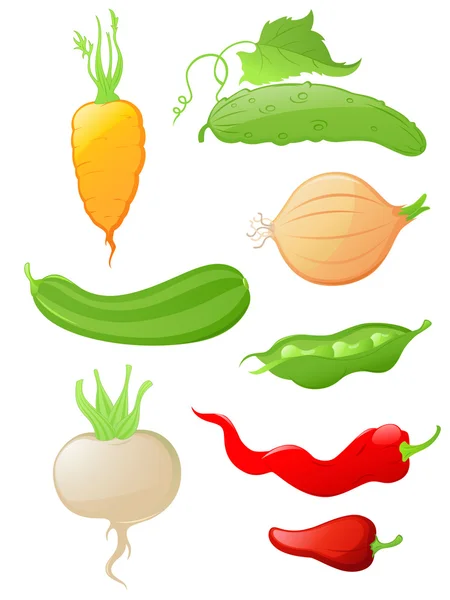 Set of glossy vegetable icons — Stock Vector