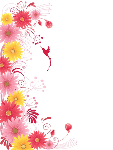 Fond floral avec des fleurs rouges — Image vectorielle