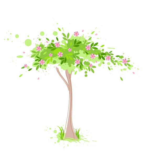 Зеленое весеннее дерево — стоковый вектор