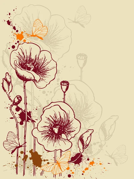 Fondo floral con amapolas — Archivo Imágenes Vectoriales