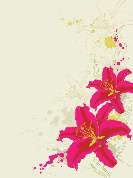 飾りとユリの花の背景 — ストックベクタ