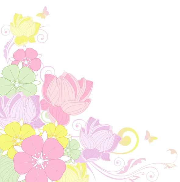 花卉背景与莲花 — 图库矢量图片