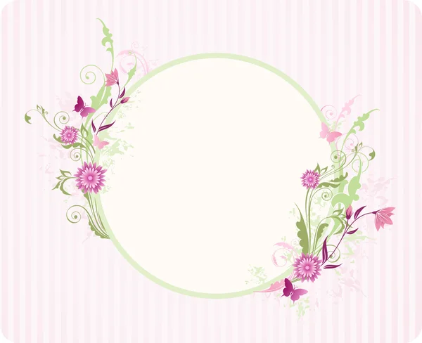 Çiçek süsleme ile yuvarlak banner — Stok Vektör