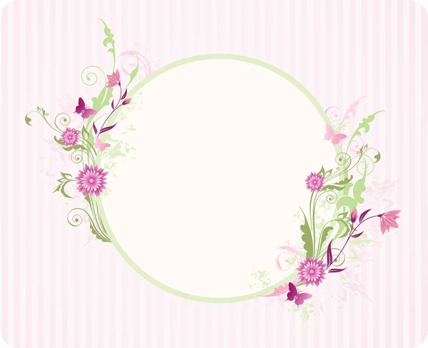 Ronde banner met florale ornament — Stockvector