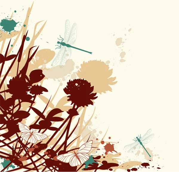 Fond floral rétro — Image vectorielle