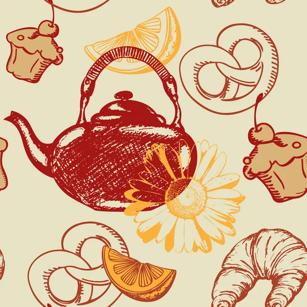 Seamless pattern with teapot — Stock Vector