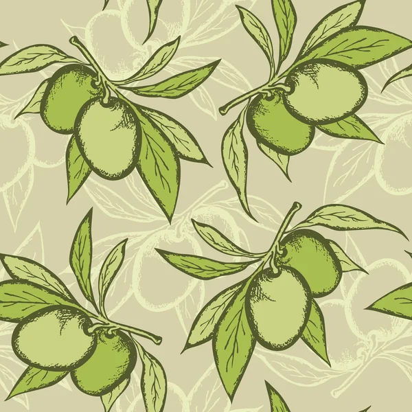 Olive seamless pattern — Stock Vector